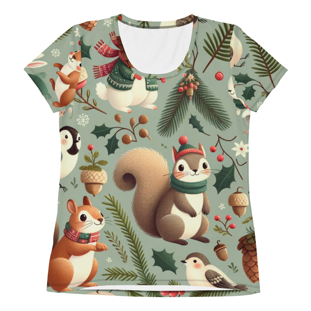 Whimsical Winter Wear Women's Athletic T-Shirt