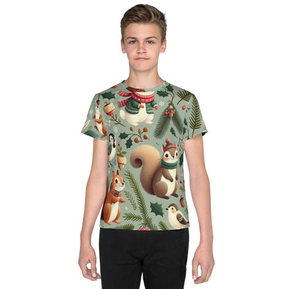 Whimsical Winter Wear Youth Crew Neck T-shirt